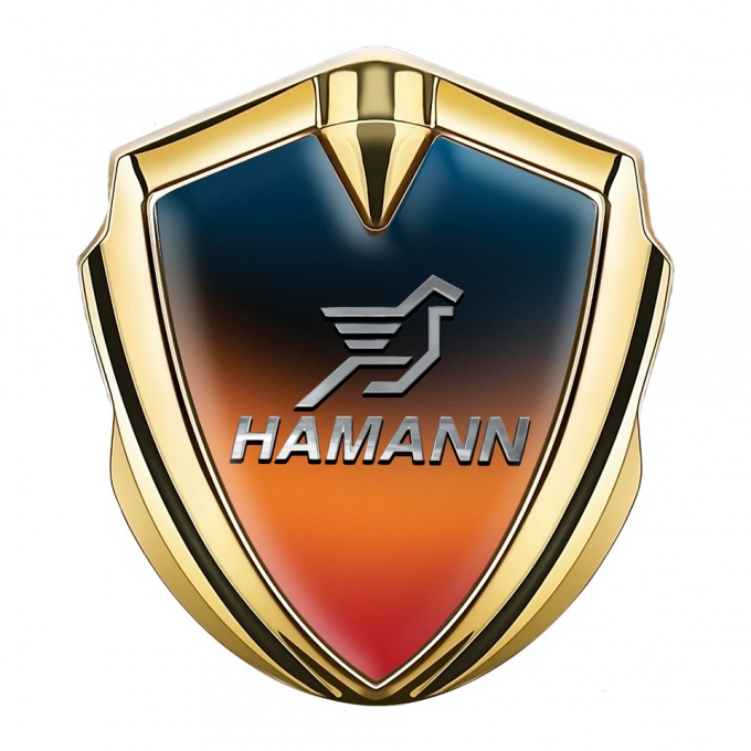 Hamann Emblem Auto Zeichen Goldtonfarbe Orange Blau Basis Grau Logo