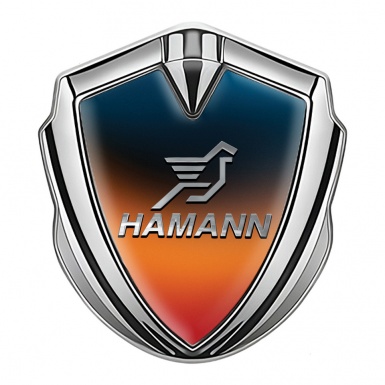 Hamann Metal Emblem Badge Silver Color Gradient Chrome Pegasus Logo