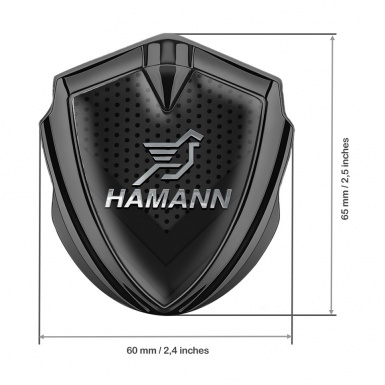 Hamann 3d Emblem Badge Graphite Dark Mesh Chrome Pegasus Logo