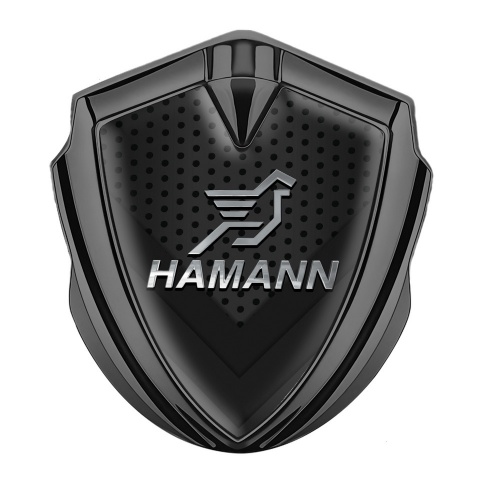 Hamann 3d Emblem Badge Graphite Dark Mesh Chrome Pegasus Logo