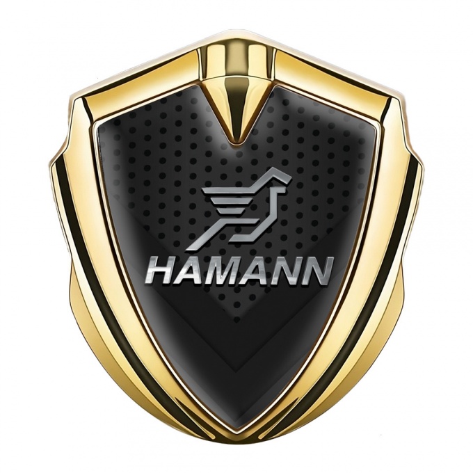 Hamann 3d Emblem Badge Gold Dark Mesh Chrome Pegasus Logo