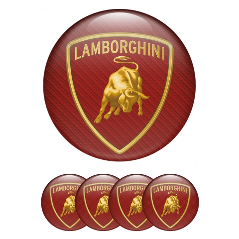 Lamborghini Wheel Emblems for Center Caps Red Carbon Edition