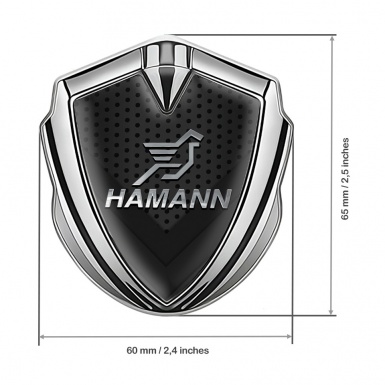 Hamann 3d Emblem Badge Silver Dark Mesh Chrome Pegasus Logo