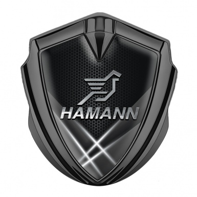 Hamann Emblem Car Badge Graphite Light Beams Chrome Pegasus Logo