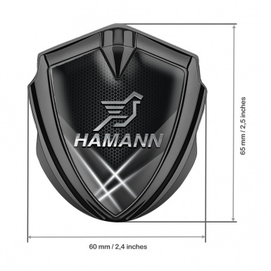 Hamann Emblem Car Badge Graphite Light Beams Chrome Pegasus Logo