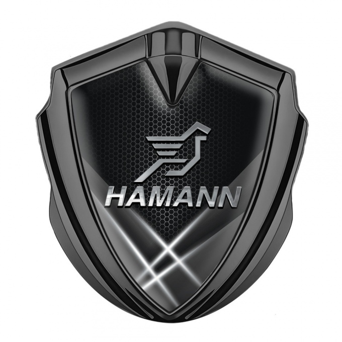 Hamann Emblem Auto Zeichen Graphit Tonfarbe Weisse Strahlen Effekt 