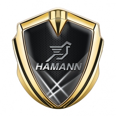 Hamann Emblem Car Badge Gold Light Beams Chrome Pegasus Logo