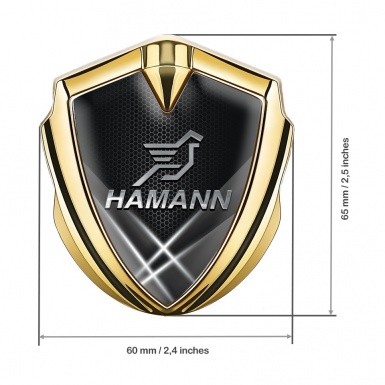 Hamann Emblem Car Badge Gold Light Beams Chrome Pegasus Logo