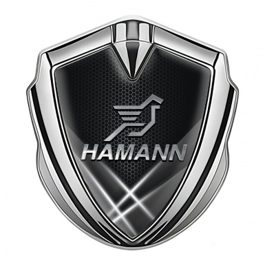 Hamann Emblem Car Badge Silver Light Beams Chrome Pegasus Logo