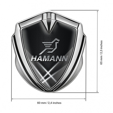 Hamann Emblem Car Badge Silver Light Beams Chrome Pegasus Logo