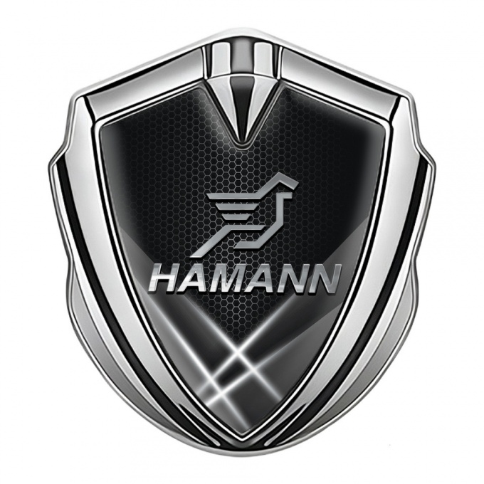 Hamann Emblem Car Badge Silver Light Beams Chrome Pegasus Logo