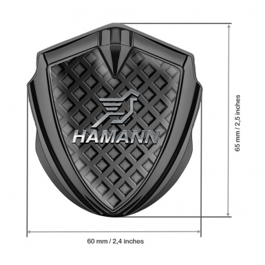Hamann Metal Domed Emblem Graphite Waffle Effect Chrome Pegasus Logo