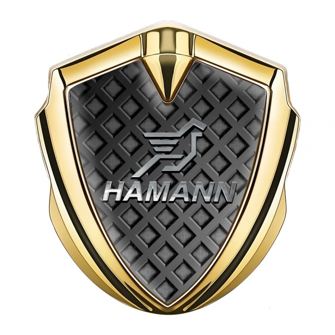 Hamann Metal Domed Emblem Gold Waffle Effect Chrome Pegasus Logo