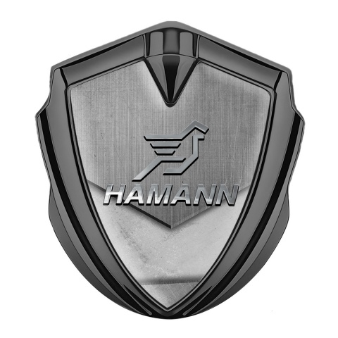 Hamann Badge Self Adhesive Graphite Stone Texture Chrome Pegasus Logo