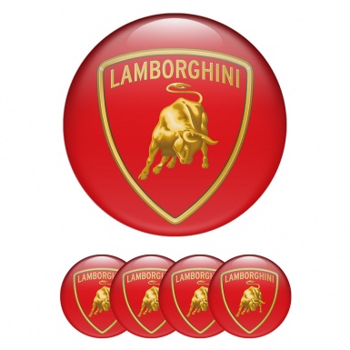 Lamborghini Silicone Stickers Emblem for Center Caps Full Red Design