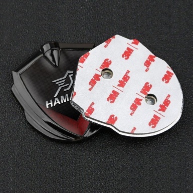 Hamann Emblem Badge Self Adhesive Graphite Red Wings Chrome Logo