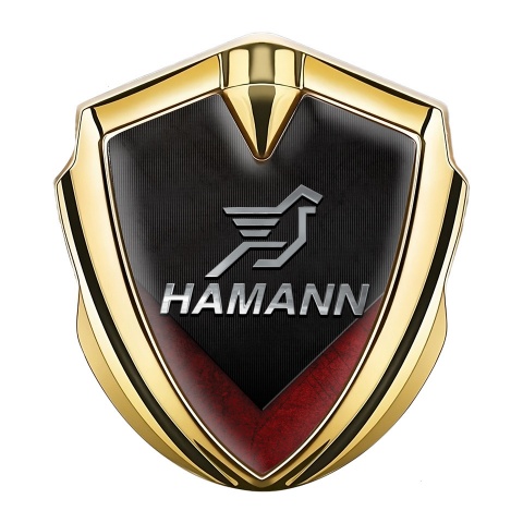 Hamann Emblem Badge Self Adhesive Gold Red Wings Chrome Logo