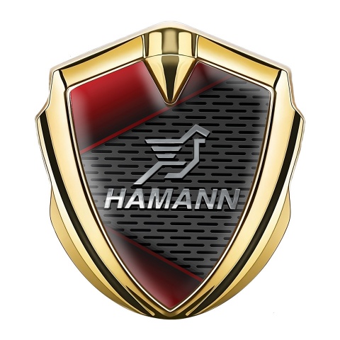 Hamann Fender Emblem Badge Gold Crimson Plates Chrome Pegasus Logo