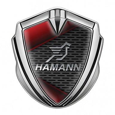 Hamann Fender Emblem Badge Silver Crimson Plates Chrome Pegasus Logo