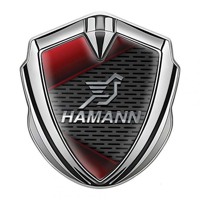 Hamann Fender Emblem Badge Silver Crimson Plates Chrome Pegasus Logo