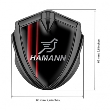 Hamann Emblem Trunk Badge Graphite Red Stripes Chrome Pegasus Logo