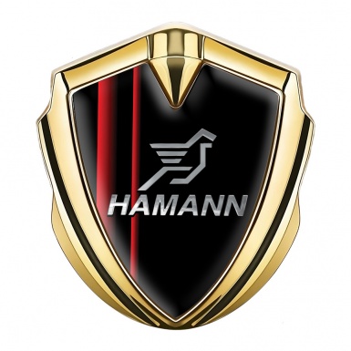 Hamann Emblem Trunk Badge Gold Red Stripes Chrome Pegasus Logo