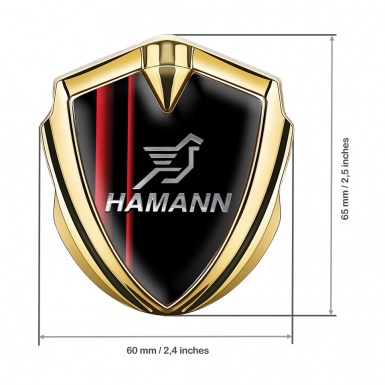 Hamann Emblem Trunk Badge Gold Red Stripes Chrome Pegasus Logo