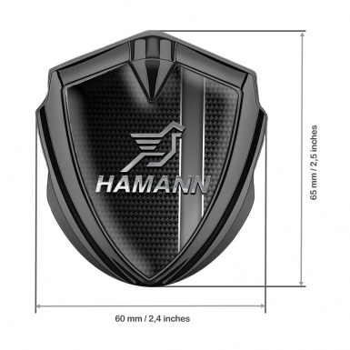 Hamann Emblem Self Adhesive Graphite Grey Stripe Chrome Pegasus Logo