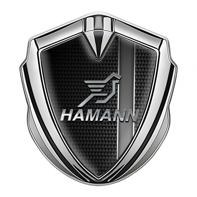 Hamann Emblem Self Adhesive Silver Grey Stripe Chrome Pegasus Logo
