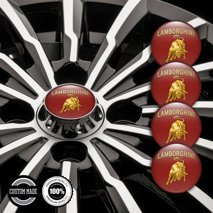 Lamborghini Emblems for Wheel Center Caps Red Carbon | Wheel Emblems ...