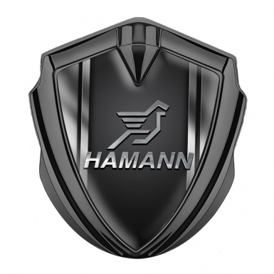 Hamann Metal Emblem Badge Graphite Steel Frame Chrome Pegasus Logo