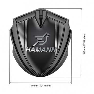 Hamann Metal Emblem Badge Graphite Steel Frame Chrome Pegasus Logo