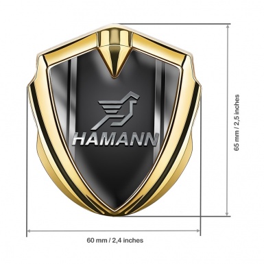 Hamann Metal Emblem Badge Gold Steel Frame Chrome Pegasus Logo
