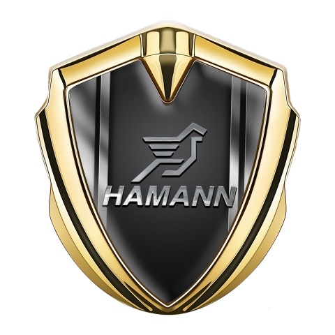 Hamann Metal Emblem Badge Gold Steel Frame Chrome Pegasus Logo