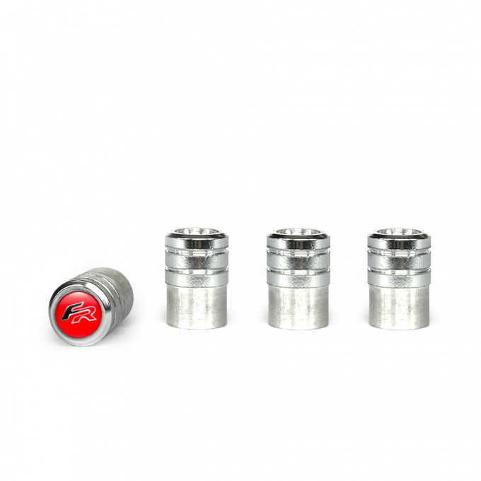 Seat FR Valve Caps Aluminum 4 pcs Red Silicone Sticker