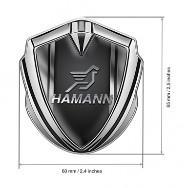 Hamann Metal Emblem Badge Silver Steel Frame Chrome Pegasus Logo