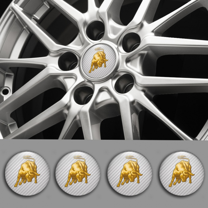 Lamborghini Emblem for Wheel Caps Light Carbon Bull Logo Edition ...