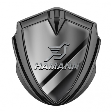 Hamann Domed Emblem Badge Graphite Polished Metal Chrome Pegasus Logo