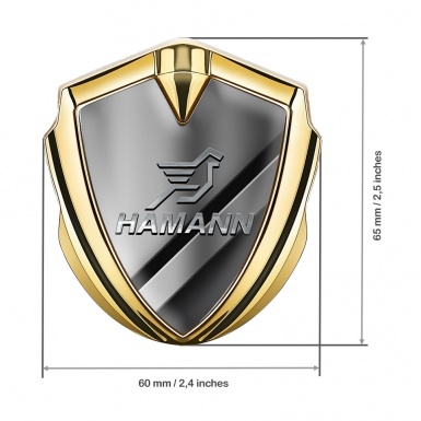 Hamann Domed Emblem Badge Gold Polished Metal Chrome Pegasus Logo