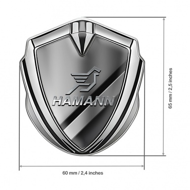 Hamann Domed Emblem Badge Silver Polished Metal Chrome Pegasus Logo