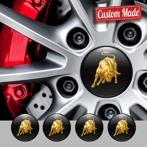 Lamborghini Emblem for Wheel Caps Black with Bull Logo