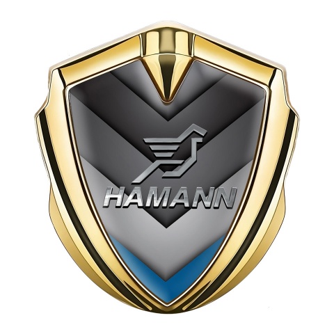 Hamann Emblem Ornament Gold Blue Tip Chrome Pegasus Logo
