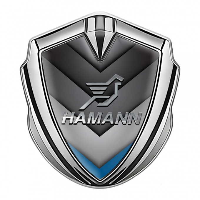 Hamann Emblem Ornament Silver Blue Tip Chrome Pegasus Logo