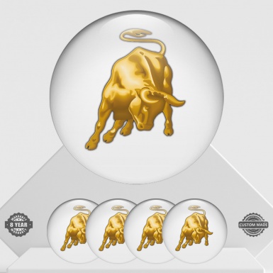 Lamborghini Emblem for Wheel Caps White with Bull Logo