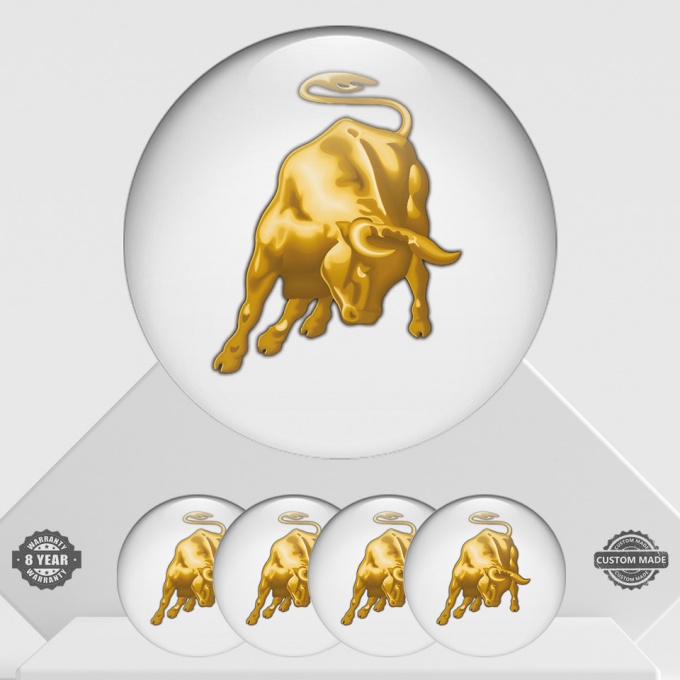 Lamborghini Emblem for Wheel Caps White with Bull Logo