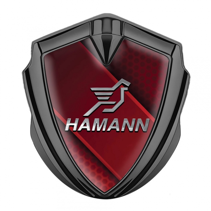 Hamann Emblem Metal Badge Graphite Red Pattern Chrome Pegasus Logo