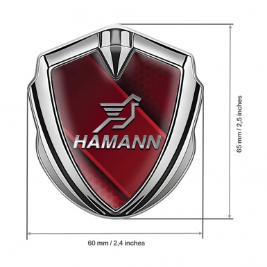 Hamann Emblem Metal Badge Silver Red Pattern Chrome Pegasus Logo
