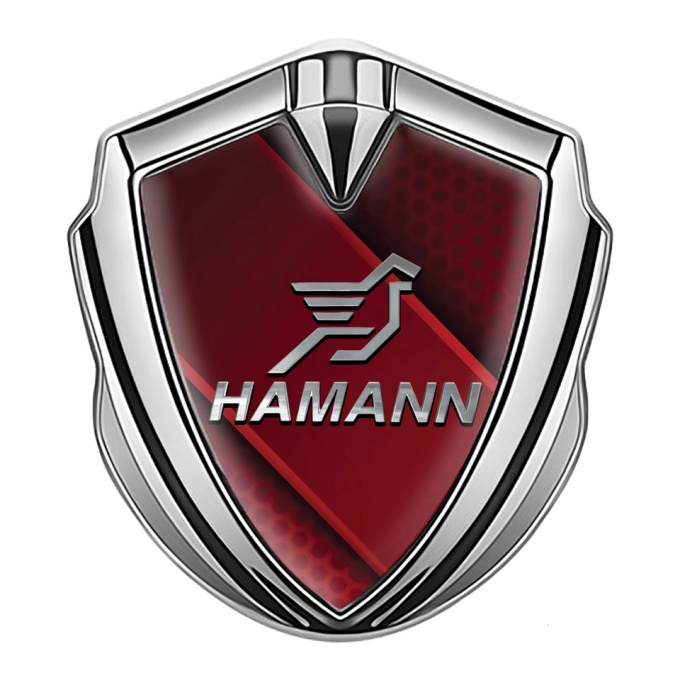 Hamann Emblem Metal Badge Silver Red Pattern Chrome Pegasus Logo