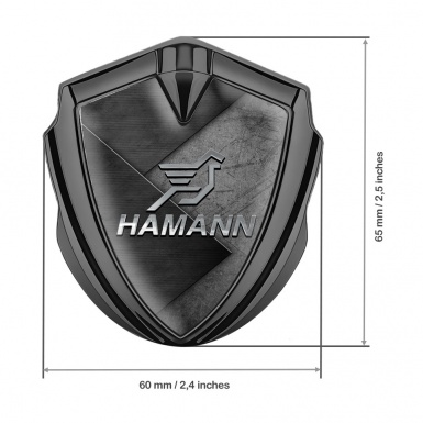 Hamann 3d Emblem Badge Graphite Scratched Surface Chrome Pegasus