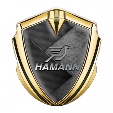 Hamann 3d Emblem Badge Gold Scratched Surface Chrome Pegasus